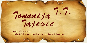 Tomanija Tajević vizit kartica